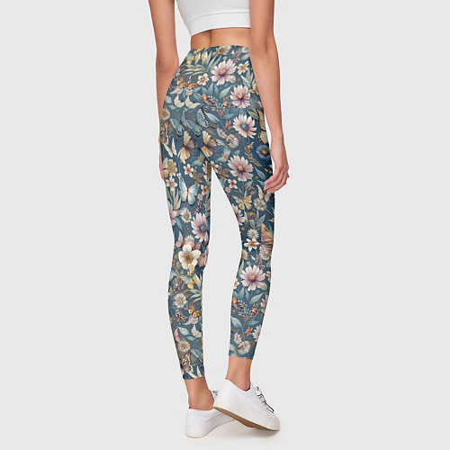 Женские легинсы Летний узор с цветами и бабочками / 3D-принт – фото 4
