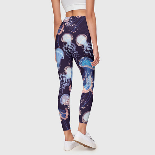 Женские легинсы Светящиеся медузы / 3D-принт – фото 4