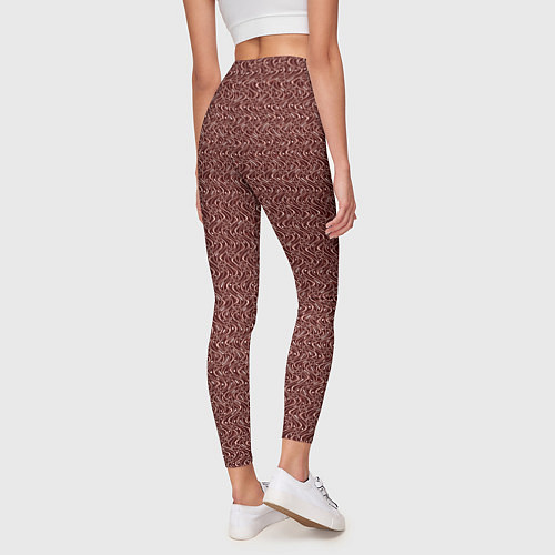 Женские легинсы Тёмный красный волнистый текстурированный / 3D-принт – фото 4