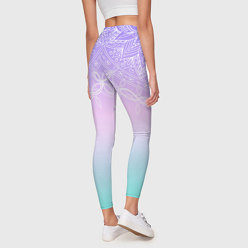 Женские легинсы Розово-голубой градиент с узором мандала / 3D-принт – фото 4