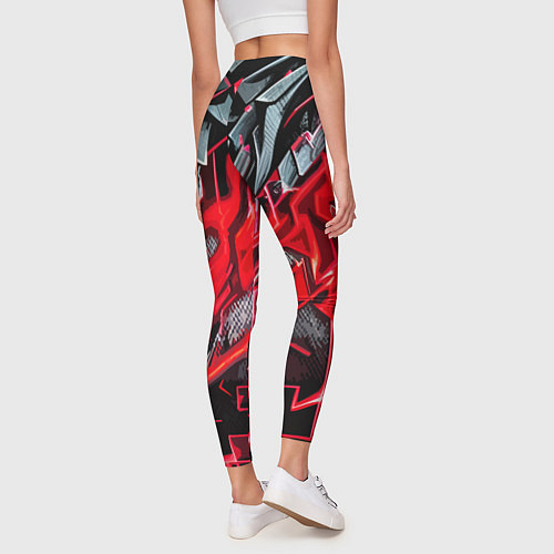 Женские легинсы Красно-белая абстракция / 3D-принт – фото 4
