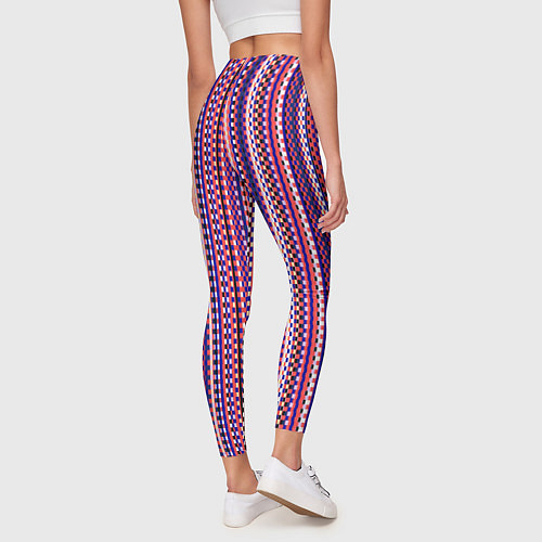 Женские легинсы Сиреневый текстурированный квадратики / 3D-принт – фото 4