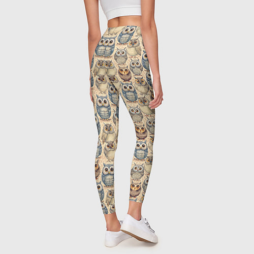 Женские легинсы Совы птицы паттерн / 3D-принт – фото 4