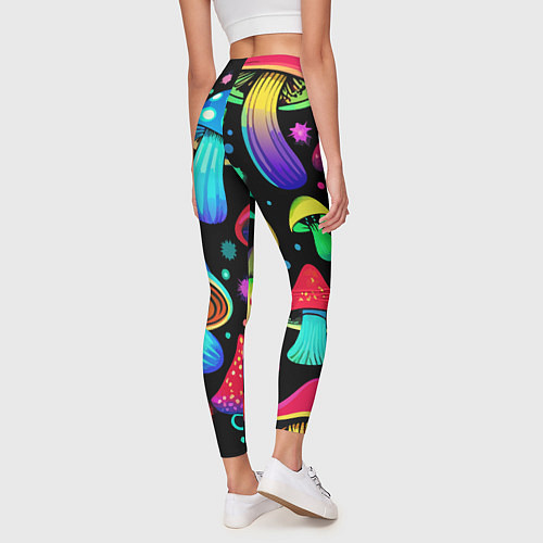 Женские легинсы Биолюминесцентные кислотные грибы / 3D-принт – фото 4