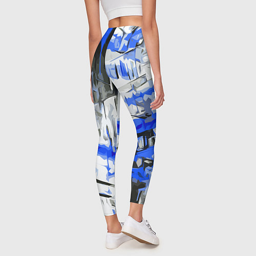 Женские легинсы Сине-белая абстракция на чёрном фоне / 3D-принт – фото 4