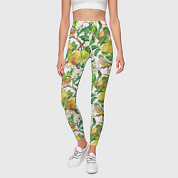 Леггинсы женские Груша и птичка зеленушка, цвет: 3D-принт — фото 2