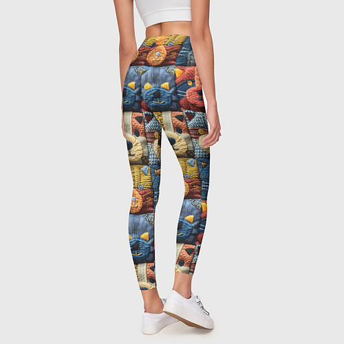 Женские легинсы Вязанные еноты на пэчворк / 3D-принт – фото 4