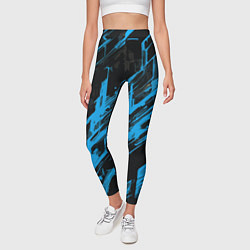 Леггинсы женские Blue stripes on a black background, цвет: 3D-принт — фото 2