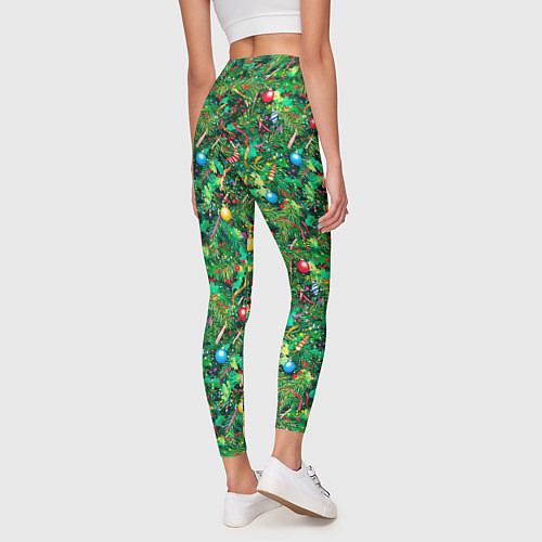 Женские легинсы Разноцветные шары на ёлке / 3D-принт – фото 4