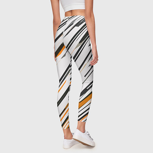Женские легинсы Диагональные чёрно-жёлтые полосы на белом фоне / 3D-принт – фото 4