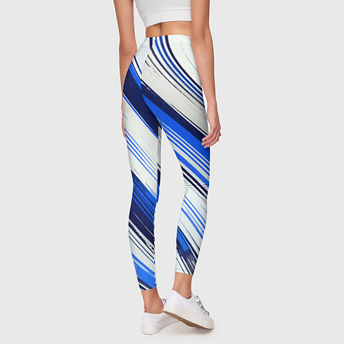 Женские легинсы Синие диагональные полосы на белом фоне / 3D-принт – фото 4