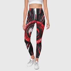 Леггинсы женские Чёрно-красная сфера киберпанк, цвет: 3D-принт — фото 2