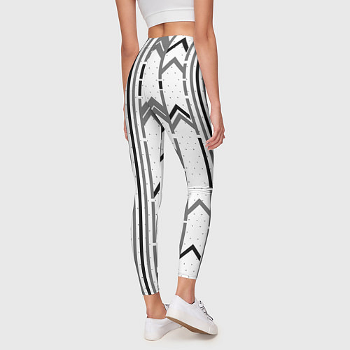 Женские легинсы Закулисье чёрно-белое / 3D-принт – фото 4
