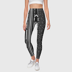 Леггинсы женские Закулисье чёрно-белое, цвет: 3D-принт — фото 2