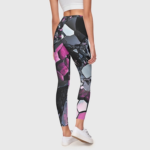 Женские легинсы Чёрно-розовый камень / 3D-принт – фото 4