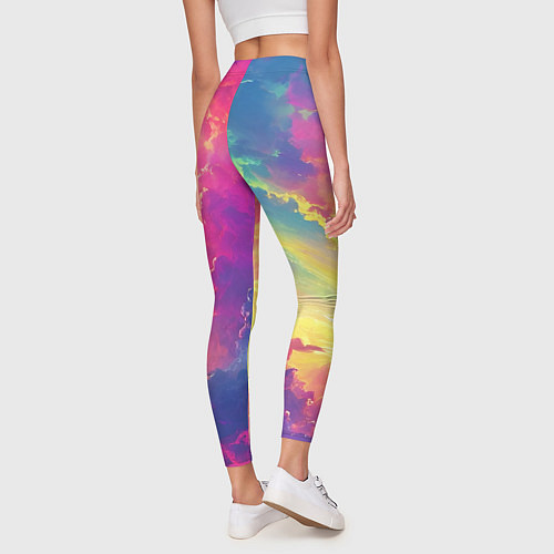 Женские легинсы Розовые облака на синем небе / 3D-принт – фото 4