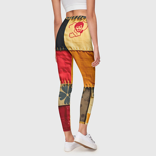 Женские легинсы Пэчворк с птичкой / 3D-принт – фото 4