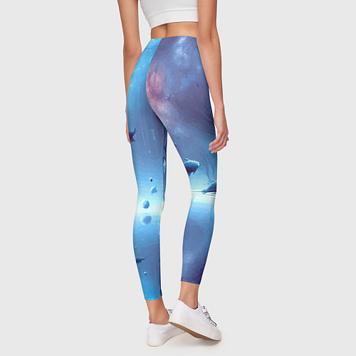 Женские легинсы Луна и рыбы - нейроарт фантазия / 3D-принт – фото 4