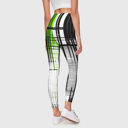 Женские легинсы Зелёно-чёрный гранж на белом фоне / 3D-принт – фото 4