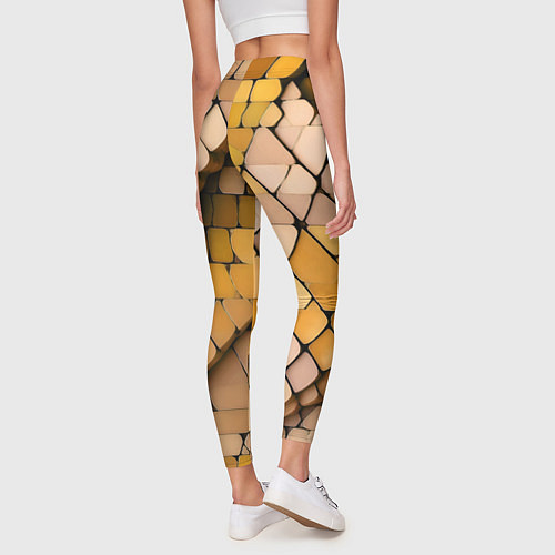 Женские легинсы Жёлтые рельефные плитки / 3D-принт – фото 4