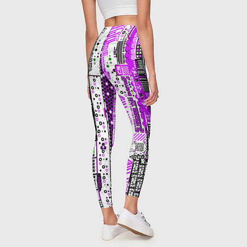 Женские легинсы Киберпанк паттерн фиолетовый / 3D-принт – фото 4