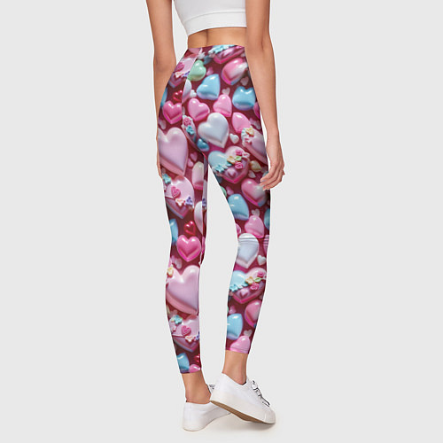Женские легинсы Карамельные сердечки / 3D-принт – фото 4