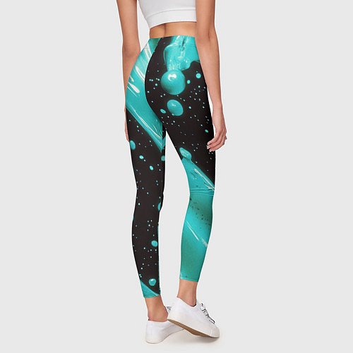 Женские легинсы Голубая краска и капли / 3D-принт – фото 4