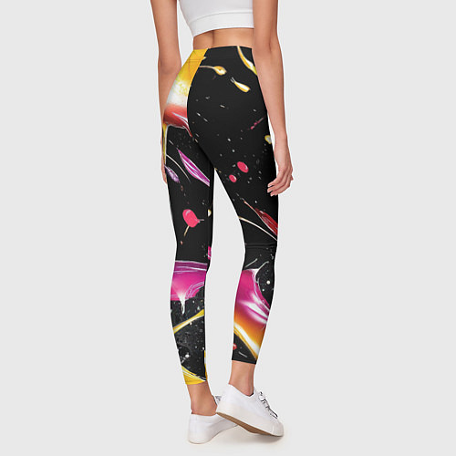 Женские легинсы Мазки краски на черном / 3D-принт – фото 4