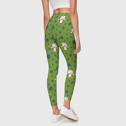 Женские легинсы Овечки и цветочки / 3D-принт – фото 4