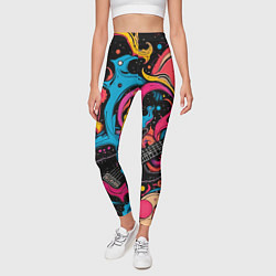 Леггинсы женские Psychedelic abstract guitar, цвет: 3D-принт — фото 2