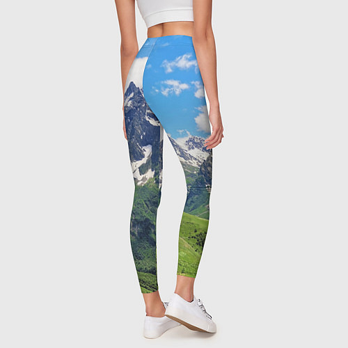 Женские легинсы Домбай - горный пейзаж на Северном Кавказе / 3D-принт – фото 4