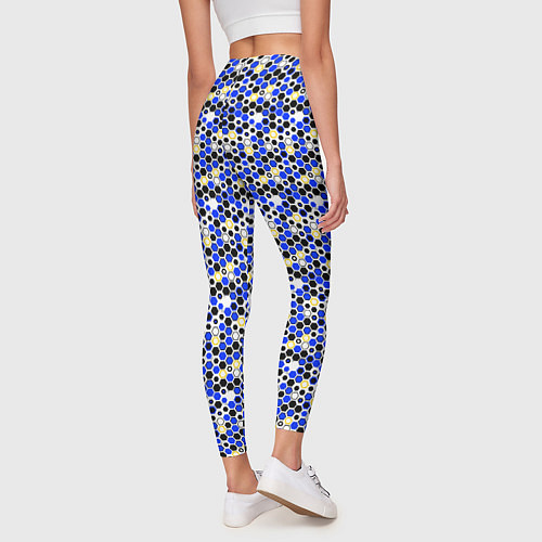 Женские легинсы Киберпанк шестиугольники синие / 3D-принт – фото 4