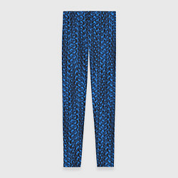 Женские легинсы Текстурный узор чёрно-голубой