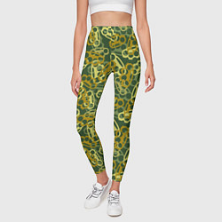 Леггинсы женские Зелёные кастеты, цвет: 3D-принт — фото 2