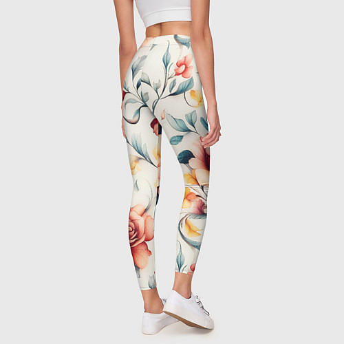 Женские легинсы Паттерн с переплетением цветов / 3D-принт – фото 4