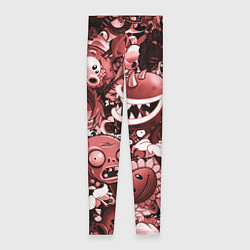 Женские легинсы Растения против зомби в красном цвете