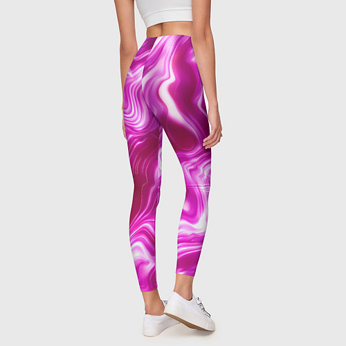 Женские легинсы Завихрения - оттенки розового и белого / 3D-принт – фото 4