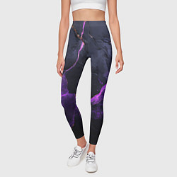 Леггинсы женские Фиолетово-черная объемная текстура, цвет: 3D-принт — фото 2