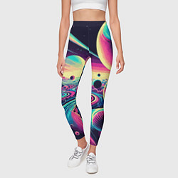 Леггинсы женские Неоновый разноцветный космос, цвет: 3D-принт — фото 2