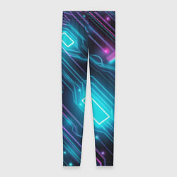 Леггинсы женские Неоновый узор киберпанк микросхемы, цвет: 3D-принт