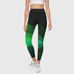 Леггинсы женские Неоновая зеленая абстракция на черном фоне, цвет: 3D-принт — фото 2