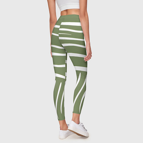 Женские легинсы Полоски зеленой зебры / 3D-принт – фото 4