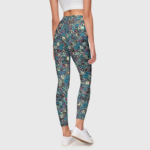 Женские легинсы Бордово-голубой квадратный паттерн / 3D-принт – фото 4