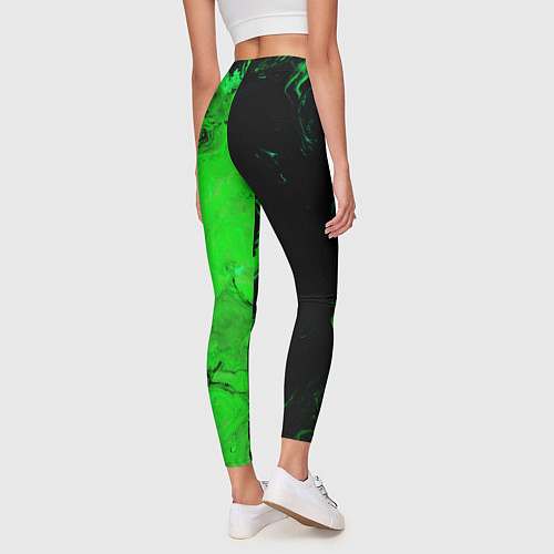 Женские легинсы Color green black / 3D-принт – фото 4