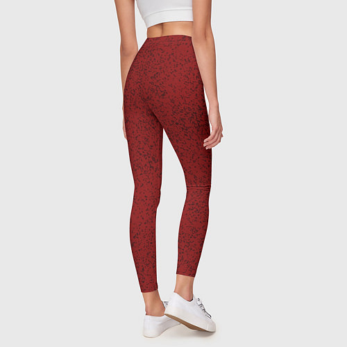 Женские легинсы Тёмный красный в крапинку / 3D-принт – фото 4
