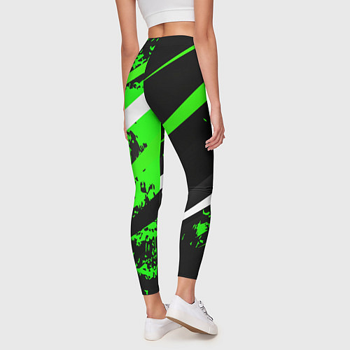 Женские легинсы Color black and green / 3D-принт – фото 4