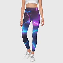 Леггинсы женские Синие и фиолетовые молнии в разломе, цвет: 3D-принт — фото 2