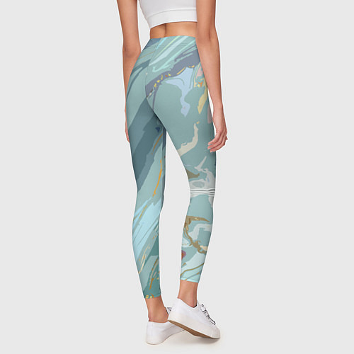 Женские легинсы Холодный голубой абстракция / 3D-принт – фото 4