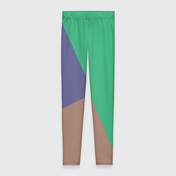 Женские легинсы Триада зелёный фиолетовый и коричневый геометричны