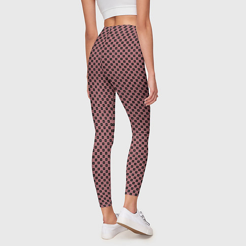 Женские легинсы Тёмно-розовый паттерн в мелкий квадратик / 3D-принт – фото 4